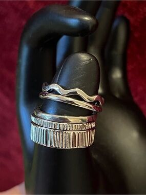 5 Rings- SONOMA Silver-Tone Stack Ring Set • Size 9 NEW